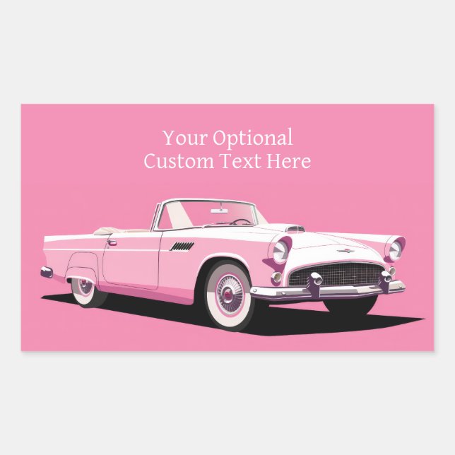 Individuelle Name Pink Classic Car Rechteckiger Aufkleber (Vorderseite)