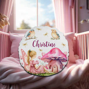 Individuelle Name Pink Fairy Mushrooms Rundes Kissen
