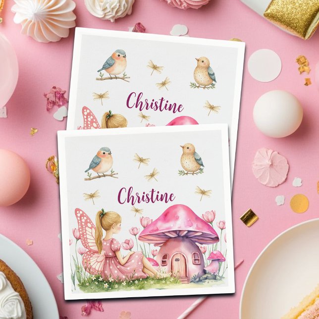 Individuelle Name Pink Fairy Mushrooms Serviette (Von Creator hochgeladen)