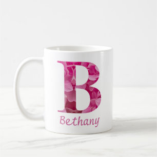 Individuelle Name Pink Floral Alphabet Letter "B"  Kaffeetasse