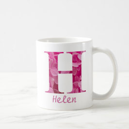 Individuelle Name Pink Floral Alphabet Letter "H"  Kaffeetasse