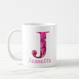 Individuelle Name Pink Floral Alphabet Letter "J"  Kaffeetasse