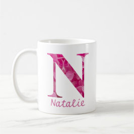 Individuelle Name Pink Floral Alphabet Letter "N"  Kaffeetasse