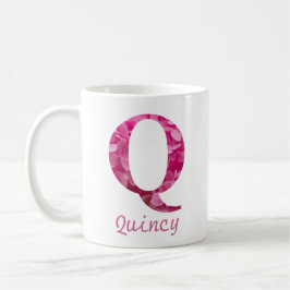 Individuelle Name Pink Floral Alphabet Letter "Q"  Kaffeetasse