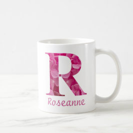 Individuelle Name Pink Floral Alphabet Letter "R"  Kaffeetasse