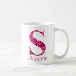 Individuelle Name Pink Floral Alphabet Letter "S"  Kaffeetasse