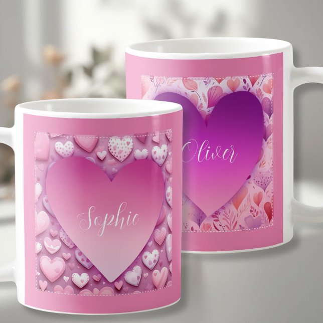 Individuelle Name Pink Herzkaffee Tasse (Von Creator hochgeladen)