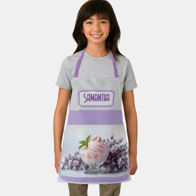 Individuelle Name Pink Ice Creme Lilac Floral Schürze (Insitu)