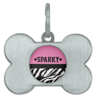 Individuelle Name Pink mit Zebra Pet Tag Tiermarke