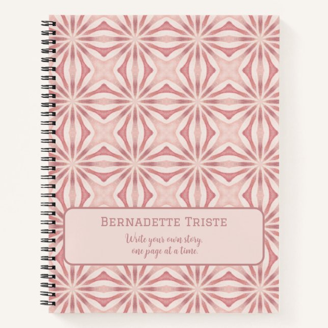 Individuelle Name Pink Moderne Blumenchic Hübsch G Notizbuch (Vorderseite)