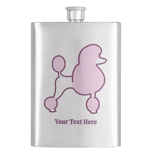 Individuelle Name Pink Poodle Flachmann (Vorderseite)