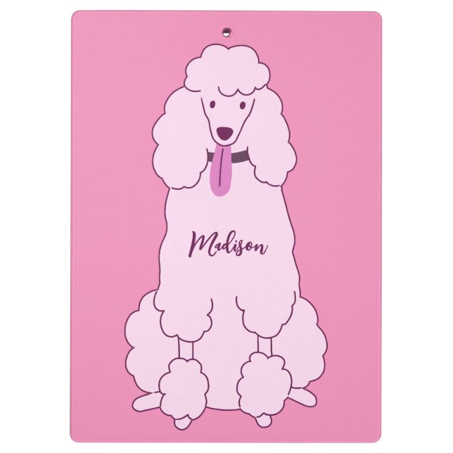 Individuelle Name Pink Poodle Klemmbrett (Rückseite)