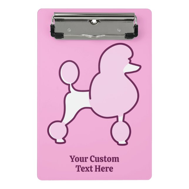 Individuelle Name Pink Poodle Mini Klemmbrett (Vorderseite)