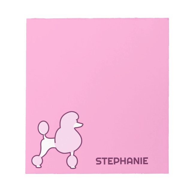 Individuelle Name Pink Poodle Notizblock (Vorderseite)