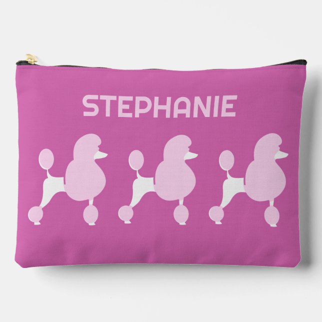 Individuelle Name Pink Poodles Zubehörtasche (Vorderseite)