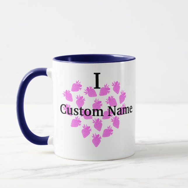 Individuelle Name Pink Strawberry Herz Liebe Tasse (Links)