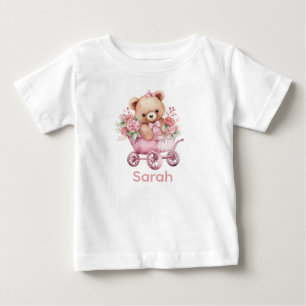 Individuelle Name Pink Teddy Bear Baby Shirt