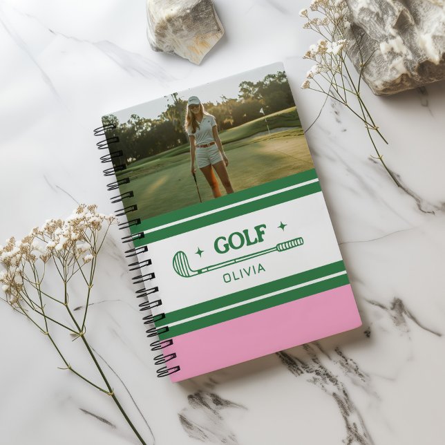 Individuelle Name Pink und Green Golf Liebhaber Fo Notizbuch (Von Creator hochgeladen)