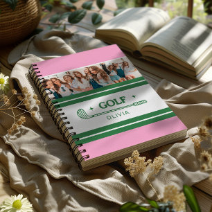 Individuelle Name Pink und Green Golf Liebhaber Fo Notizbuch