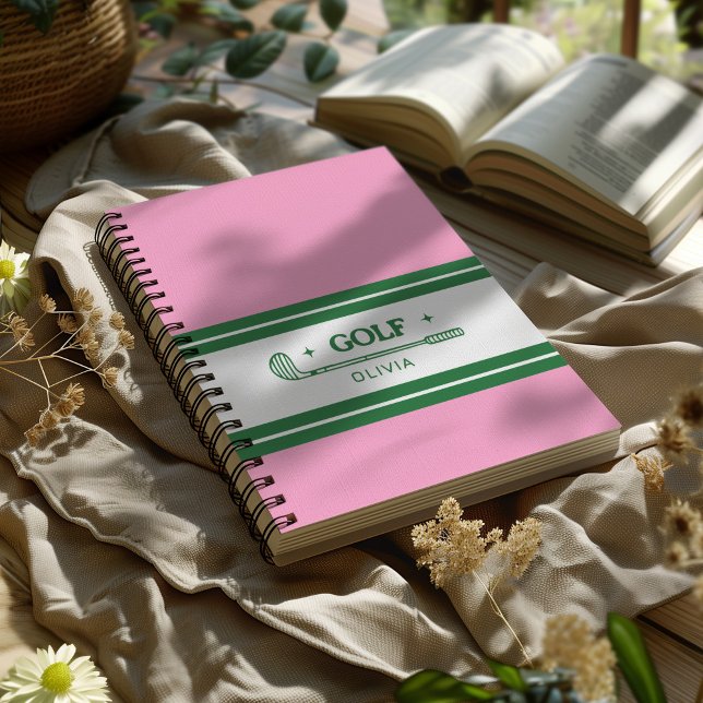 Individuelle Name Pink und Green Golf Liebhaber Notizbuch (Von Creator hochgeladen)
