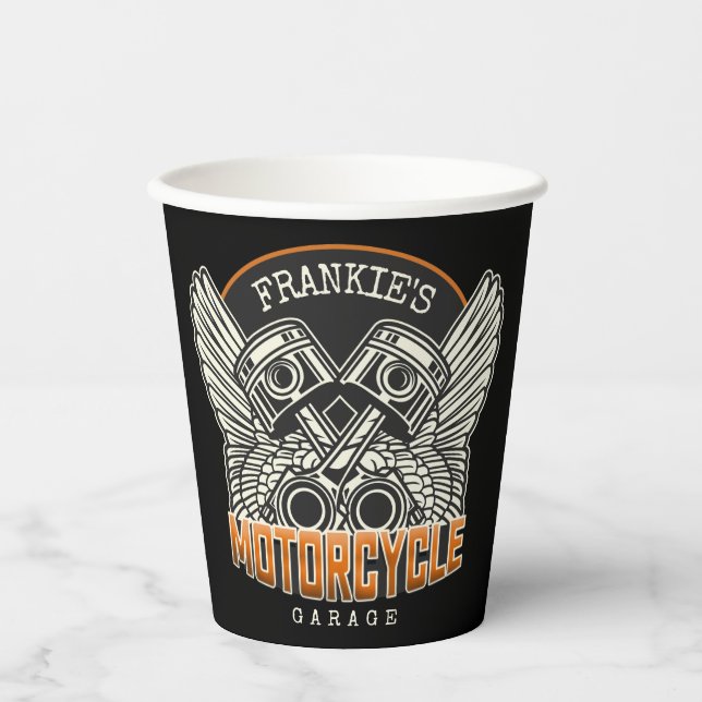Individuelle Name Pistolen Wings Motorrad Fahrradg Pappbecher (Vorderseite)