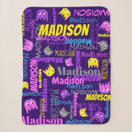 Individuelle Name Pixel Gaming Rosa lila-gelbe Gir Sherpadecke