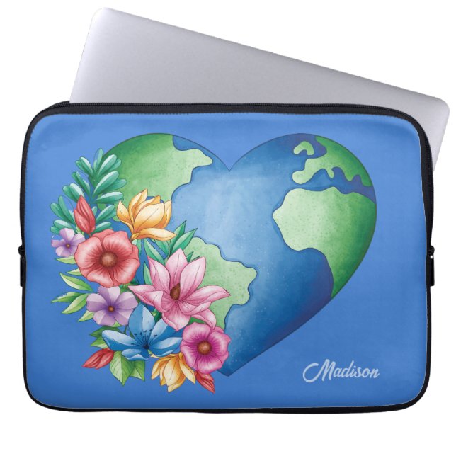Individuelle Name Planet Earth Heart Laptopschutzhülle (Vorderseite)