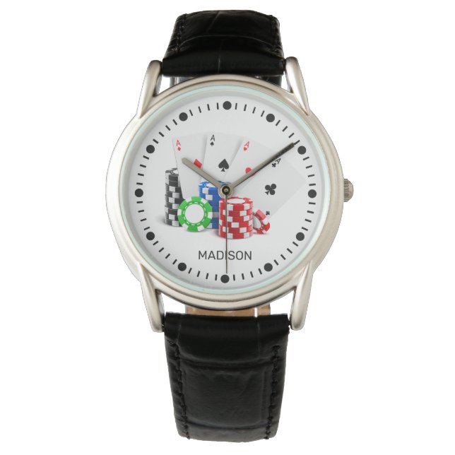 Individuelle Name Poker / Casino Armbanduhr (Vorderseite)