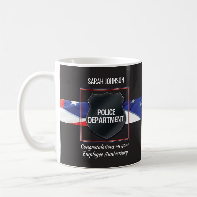 Individuelle Name, Polizeibedienstete - Jahrestag Kaffeetasse (Links)