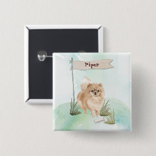 Individuelle Name Pommeranian Haustier Hund Button