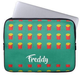 individuelle Name Pommes frites auf aquamarin Laptopschutzhülle