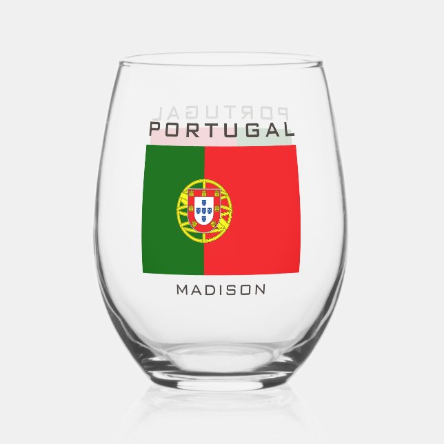 Individuelle Name Portugese Flag Weinglas Ohne Stiel (Vorderseite)