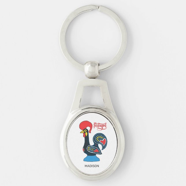 Individuelle Name Portugese Rooster Schlüsselanhänger (Vorderseite)