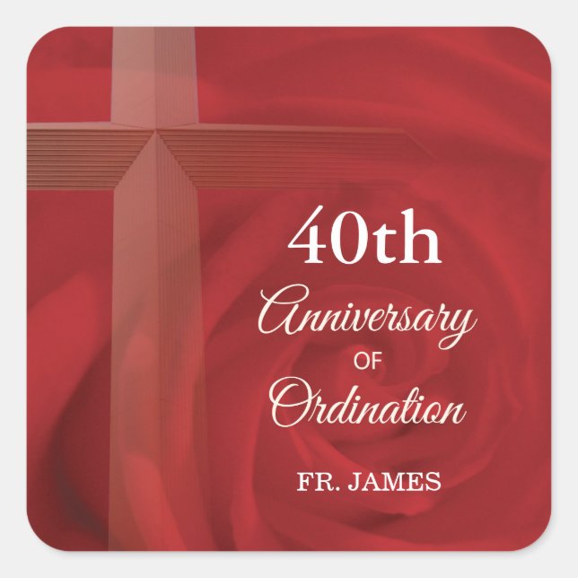 Individuelle Name Priester Anniversary Ordination  Quadratischer Aufkleber (Vorderseite)