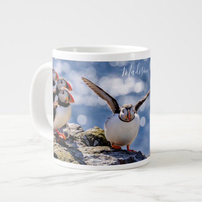 Individuelle Name Puffins jumbo Tasse (Vorderseite Links)