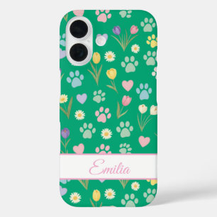 Individuelle Name PW Print & Hearts Handy-Fall iPhone 16 Hülle