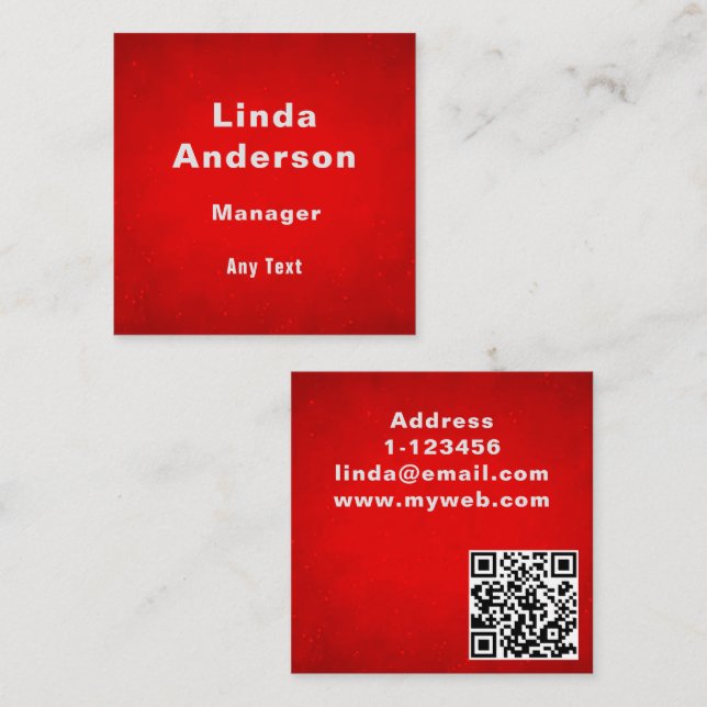 Individuelle Name QR-Code beruflich Quadratische Visitenkarte (Vorne/Hinten)