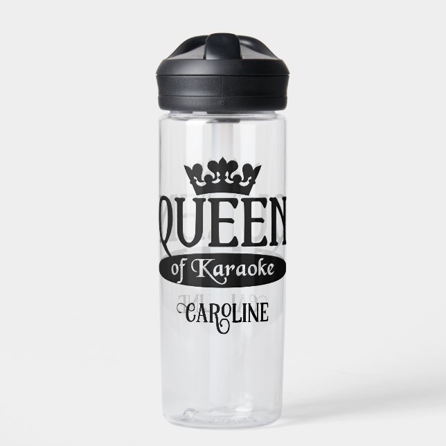 Individuelle Name Queen of Karaoke Trinkflasche (Vorderseite)