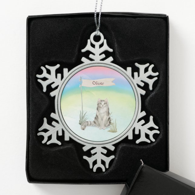 Individuelle Name Ragamuffin Katze Pet Schneeflocken Zinn-Ornament (Box)
