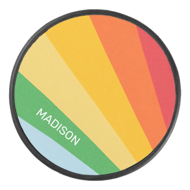 Individuelle Name-Rainbow-Farben Eishockey Puck (Vorderseite)