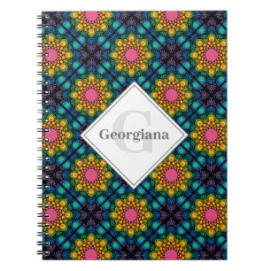 Individuelle Name Rainbow Floral Fountain Diamond  Notizblock