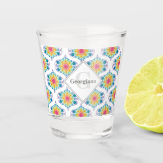Individuelle Name Rainbow Floral Mandala Retro Oge Schnapsglas