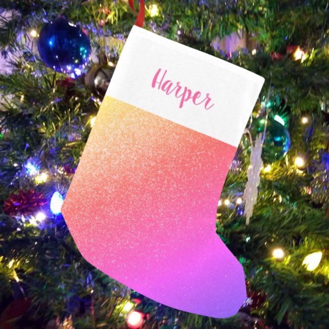 Individuelle Name Rainbow Glitzer Kleiner Weihnachtsstrumpf (Von Creator hochgeladen)