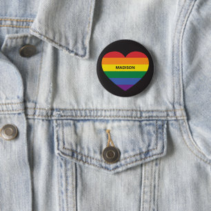 Individuelle Name Rainbow Heart Button