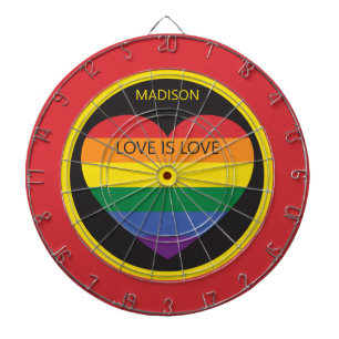 Individuelle Name Rainbow Heart Dartscheibe