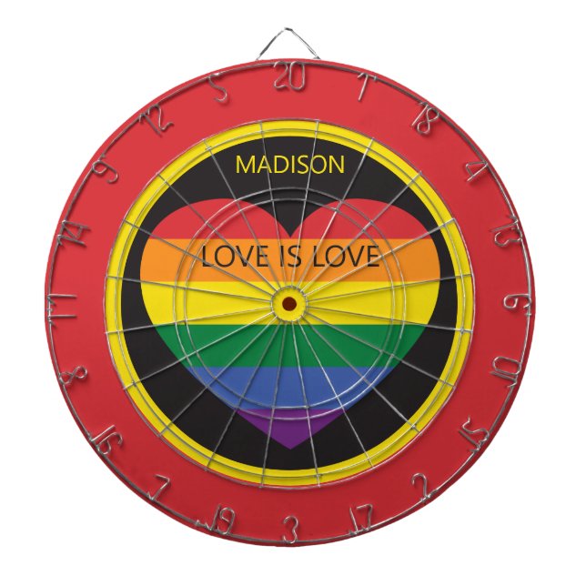 Individuelle Name Rainbow Heart Dartscheibe (vorne)
