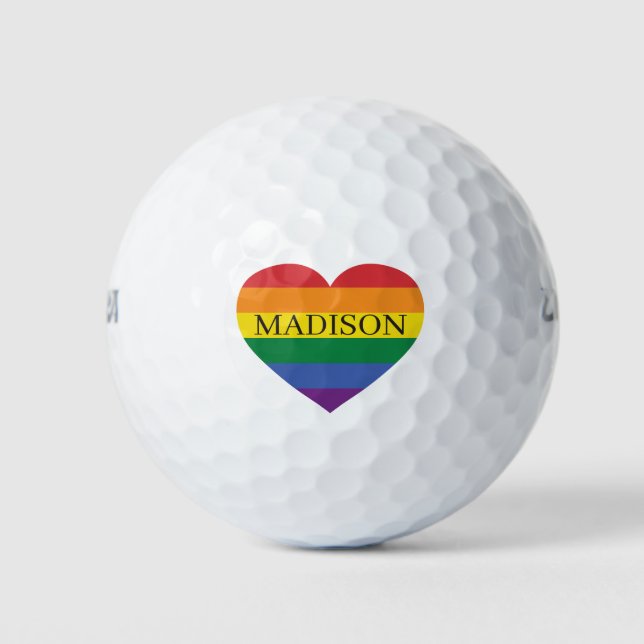Individuelle Name Rainbow Heart Golfball (Vorderseite)