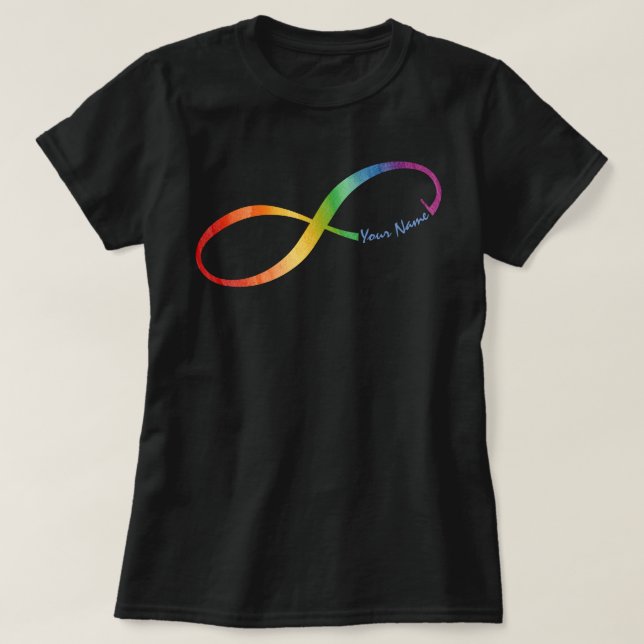 Individuelle Name Rainbow Infinity T - Shirt (Design vorne)