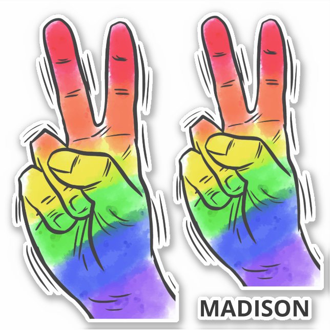 Individuelle Name Rainbow Peace Aufkleber (Vorderseite)