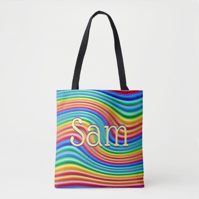 Individuelle Name Rainbow Pride Tote Bag. Tasche (Vorderseite)